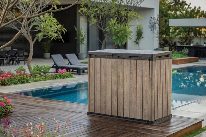 Садова скриня Keter Store It Out Darwin 1150L для зберігання інструментів, садового інвентарю, меблів, подушок та сміттєвих баків 263828 ясен - зображення 4