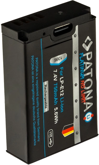 Акумулятор PATONA Platinum LP-E12 USB-C для Canon LP-E12 EOS 100D EOS-M50 EOS-100D (4055655238779) - зображення 4
