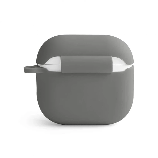 Силиконовый чехол для Apple AirPods 4 Slim с карабином серый Lavender Grey - изображение 3