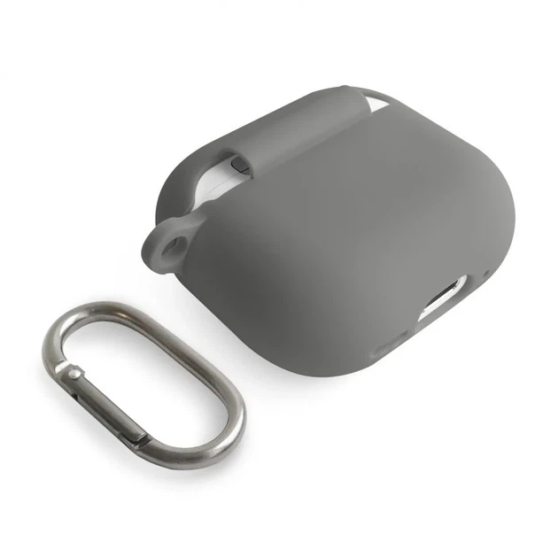 Силиконовый чехол для Apple AirPods 4 Slim с карабином серый Lavender Grey - изображение 4