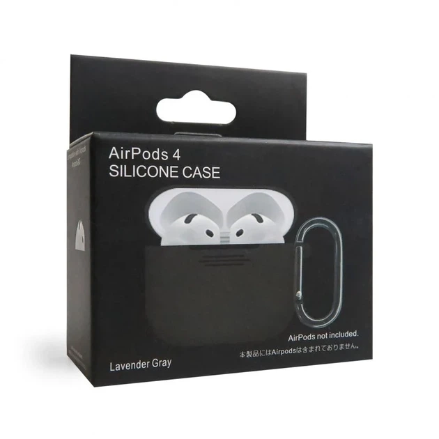 Силиконовый чехол для Apple AirPods 4 Slim с карабином серый Lavender Grey - изображение 5