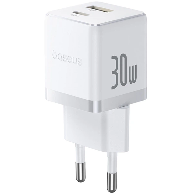СЗУ Baseus Palm Fast Charger 30W (1USB-A/1C) (P1011160A) Moon White - Фото 1 СЗУ Baseus Palm Fast Charger 30W (1USB-A/1C) (P1011160A) Moon White - изображение 1