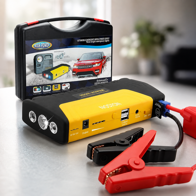 Пуско-зарядное устройство K38 50800 мАч JUMPSTARTER 300А 600А с фонарём и Power Bank - изображение 5