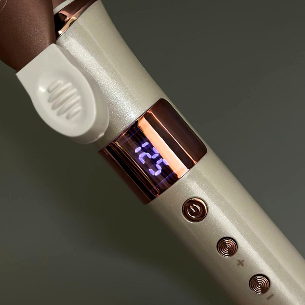 Плойка для волосся 25mm 80-230 °C керамічне покриття LED дисплей VGR V-578 молочний - зображення 6