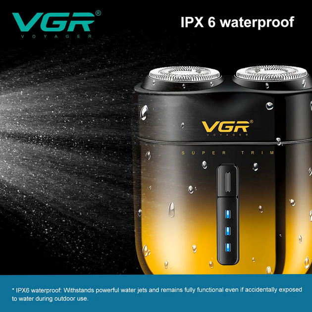 Электробритва роторная IPX6 для бритья VGR V-348 Золотой - изображение 6