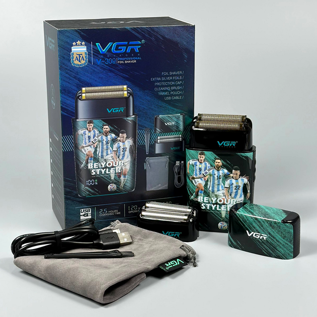 Электробритва двойное лезвие 6500-7500 RPM шейвер VGR V-309 черный - изображение 2