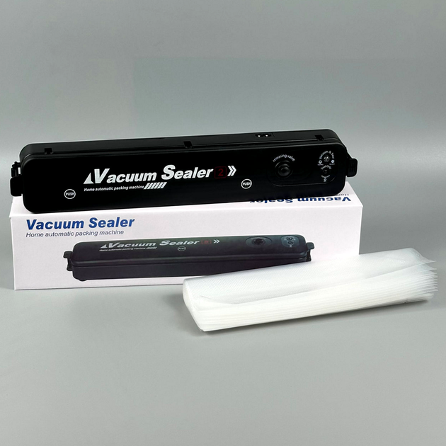 Вакууматор для упаковки продуктов с индикатором от сети 10 пакетов Vacuum Sealer YQ-688 черный - изображение 2