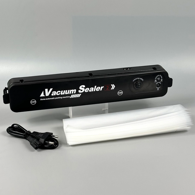 Вакууматор для упаковки продуктов с индикатором от сети 10 пакетов Vacuum Sealer YQ-688 черный - изображение 6
