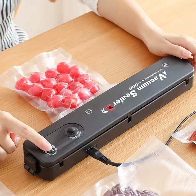 Вакууматор для упаковки продуктов с индикатором от сети 10 пакетов Vacuum Sealer YQ-688 черный - изображение 8