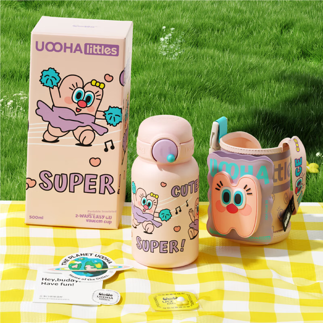 Детская термобутылка UOOhA Clean Pocket с трубочкой 500 мл Pink - изображение 2