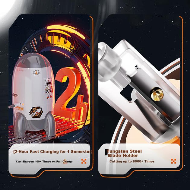 M&G Stationery Two-In Rocket Повністю автоматична точилка для олівців, настільний пилосос, електрична роторна точилка для олівців, точилка для олівців, подарунок на день народження учня початкової школи - изображение 7