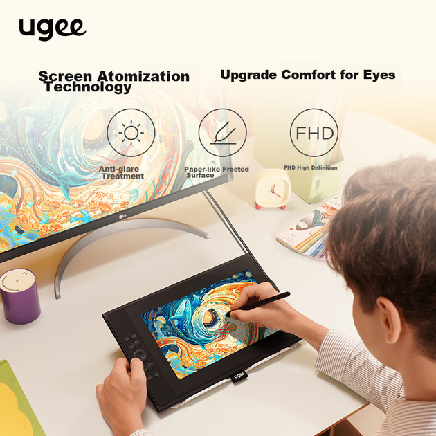 Цифровой дисплей UGEE, чувствительность к нажатию 16K уровней, графический планшет, экран для компьютерной графики, экран для рисования и письма, доска для рисования, ЖК-дисплей для письма UE12plus 2025 (обновленная версия). - изображение 5