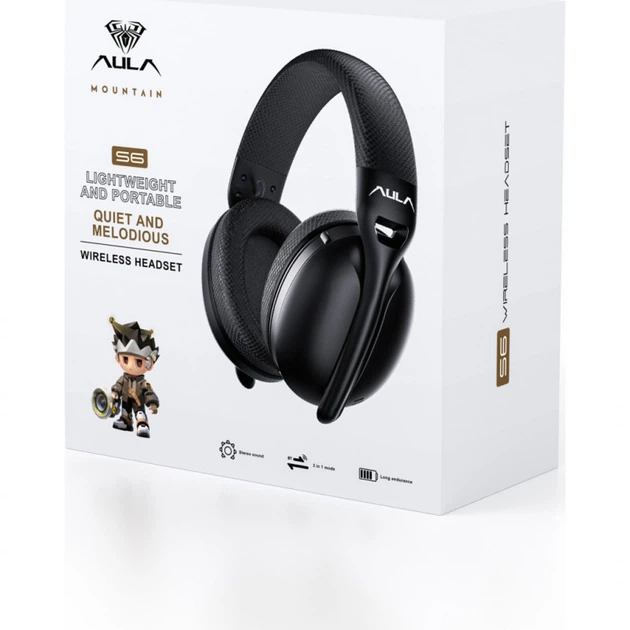 Наушники Aula S6 - 3 in 1 Wired/2.4G Wireless/Bluetooth Black (6948391235554) - Фото 6 Наушники Aula S6 - 3 in 1 Wired/2.4G Wireless/Bluetooth Black (6948391235554) - зображення 6