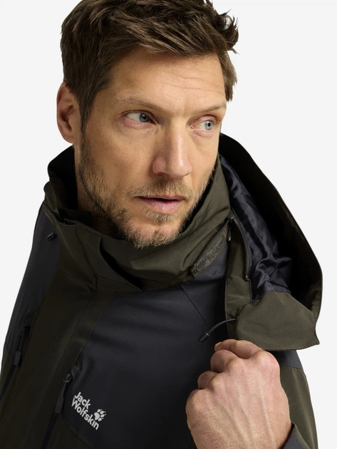 Спортивная ветровка мужская Jack Wolfskin Jasper Pro 2L Jkt M A66294_E0205 XL Темно-серая (4064886755047) - Фото 5 Спортивная ветровка мужская Jack Wolfskin Jasper Pro 2L Jkt M A66294_E0205 XL Темно-серая (4064886755047) - изображение 5