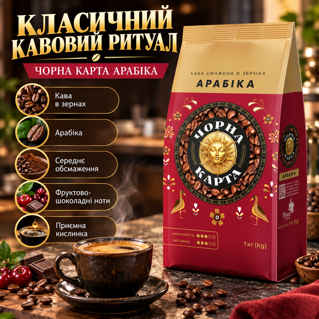 Кофе в зернах Черная Карта 1 кг арабика средней обжарки с кислинкой шоколадными фруктовыми цветочными нотами в фольгированном пакете - изображение 3