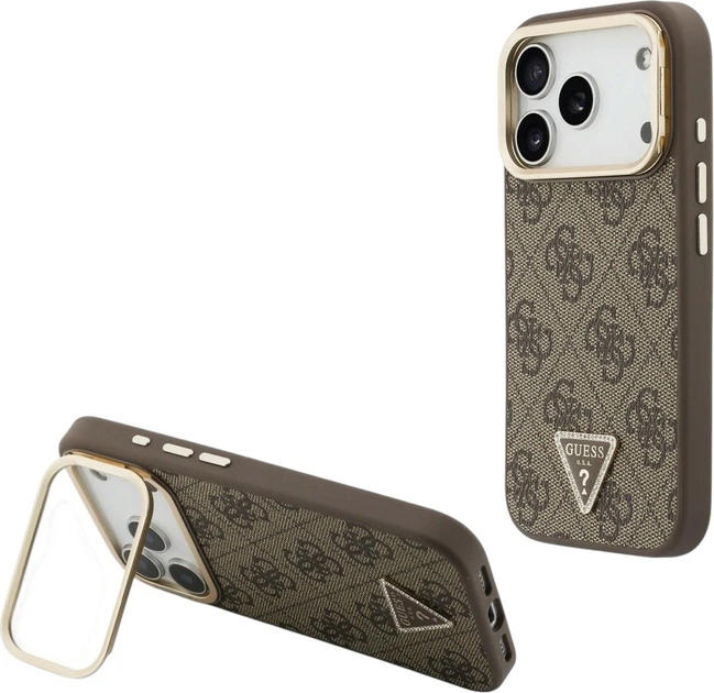 Etui na smartfon Apple iPhone 18 Pro Max/17 Pro Max Guess 4G PU Triangle Logo & Stand Camera Magsafe Brown (GUHMP18XPCS4GPTW) - obraz 7