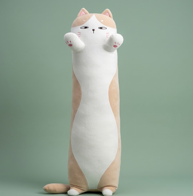 Мягкая Игрушка Кот Батон 110 см, Плюшевый Котик с примпруженными Очиха, Бежевый - изображение 3