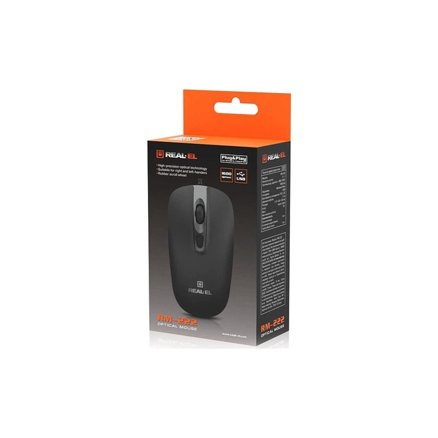 Мишка REAL-EL RM-222 USB Black/Gray (EL123200040) - Фото 9 Мишка REAL-EL RM-222 USB Black/Gray (EL123200040) - изображение 9