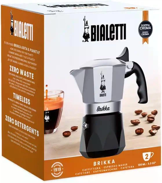 Гейзерная кофеварка Bialetti Brikka New на 2 чашки, 100 мл, из алюминия, для кофе, с клапаном для пенки - изображение 2