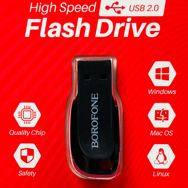 USB флешка 64Гб USB2.0 накопитель информации Borofone BUD2 - Фото 2 USB флешка 64Гб USB2.0 накопитель информации Borofone BUD2 - изображение 2