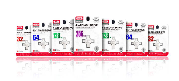 USB флешка 256GB 4в1 USB MicroUSB Lightning Type-C XO DK04 - Фото 4 USB флешка 256GB 4в1 USB MicroUSB Lightning Type-C XO DK04 - зображення 4