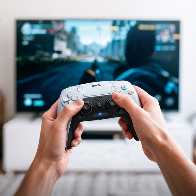 Бездротовий геймпад для PS4 PS5 800 мА·год 3D-датчик пришвидшення і гіроскоп Hoco GA1 Phoenix білий - зображення 8