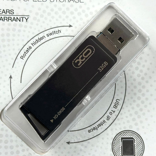 USB-флешка 32 Гб 3в1 USB Lightning Micro швидкість XO DK06 - зображення 2
