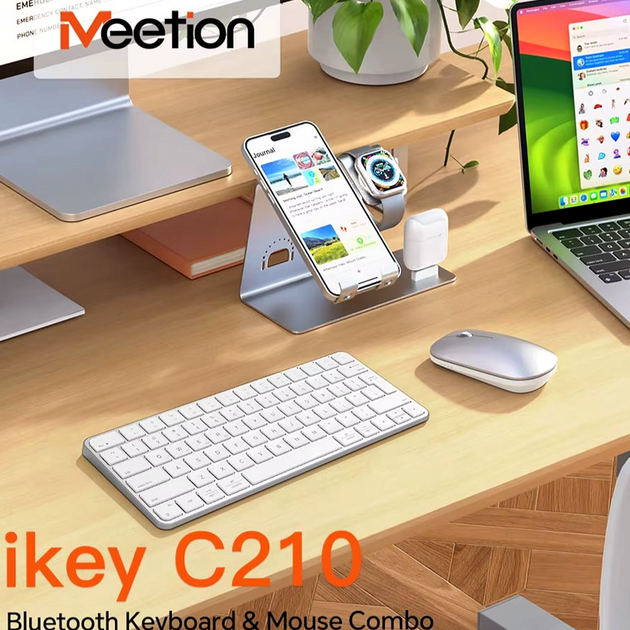 Клавіатура та мишка 2в1 бездротові RGB 2.4G Bluetooth Meetion C210 чорний - зображення 9