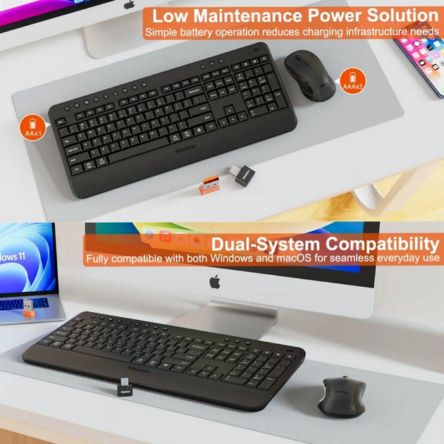 Бездротовий комплект клавіатура та мишка 2in1 2.4G для Windows MacOS C5000 чорний - зображення 9