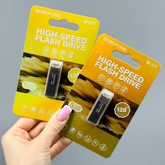 USB-флешка 128 Гб USB2.0 накопичувач інформації Borofone BUD1 - Фото 3 USB-флешка 128 Гб USB2.0 накопичувач інформації Borofone BUD1 - зображення 3