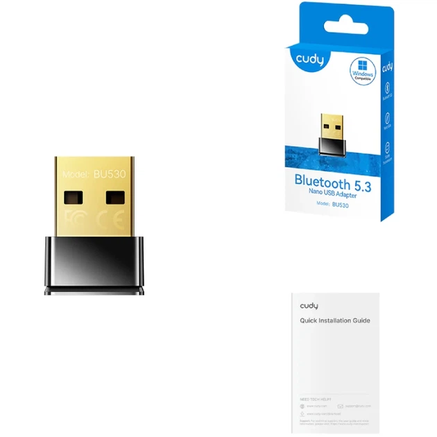 Bluetooth-адаптер Cudy BU530 v5.3 Nano USB Adapter Nano Size USB 2.0 Windows 11/10/8.1/7 Black (BU530) - Фото 3 Bluetooth-адаптер Cudy BU530 v5.3 Nano USB Adapter Nano Size USB 2.0 Windows 11/10/8.1/7 Black (BU530) - изображение 3