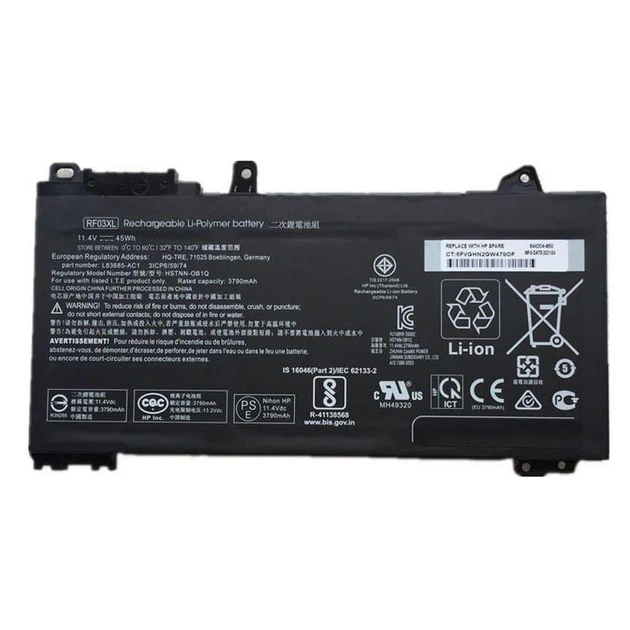 Аккумулятор HP ProBook 450 G7 RF03XL, 45Wh (3790mAh), 3cell, 11.4V, Li-ion (A47893) - Фото 1 Аккумулятор HP ProBook 450 G7 RF03XL, 45Wh (3790mAh), 3cell, 11.4V, Li-ion (A47893) - изображение 1