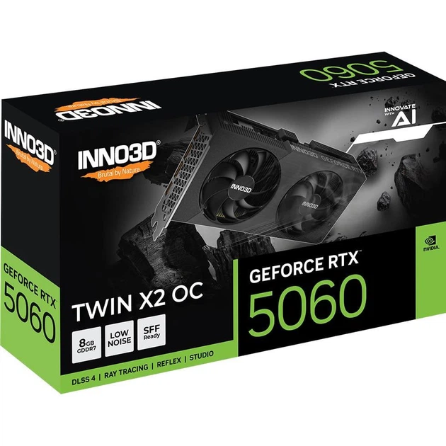 Відеокарта Inno3D RTX 5060 8GbTWIN X2 OC V2 (N50602-08D7X-195071N) (GDDR7, 128 bit, PCI-E v5.0 x16) - зображення 2
