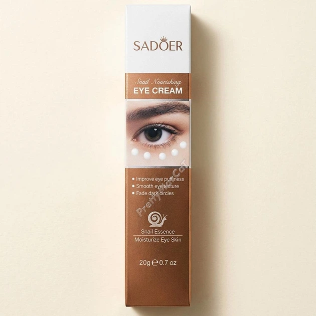 Крем для повік проти набряків та темних кіл під очима SADOER Snail Nourishing Eye Cream з муцином равлика, 20 г - Фото 2 Крем для повік проти набряків та темних кіл під очима SADOER Snail Nourishing Eye Cream з муцином равлика, 20 г - зображення 2