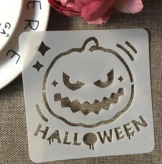 Трафарет на Хелловін для торта Гарбуз із написом Halloween шаблон для прикрашання випічки 13 на 13 см сірий - Фото 2 Трафарет на Хелловін для торта Гарбуз із написом Halloween шаблон для прикрашання випічки 13 на 13 см сірий - зображення 2