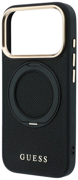 Etui do smartfona Apple iPhone 17 Pro Max / 18 Pro Max Guess Ring Stand 360 Grained Classic Logo MagSafe Black (GUE005670) - obraz 6