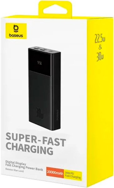 Powerbank Baseus Star-Lord Digital Display Fast Charge 20000 mAh 30W Black (LADBSUPOW0140) - obraz 2