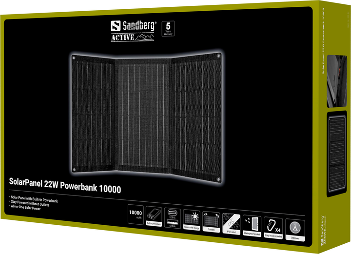 Panel słoneczny z baterią Sandberg 22W PD Black (5705730421440) - Zdjęcie 2 Panel słoneczny z baterią Sandberg 22W PD Black (5705730421440) - obraz 2