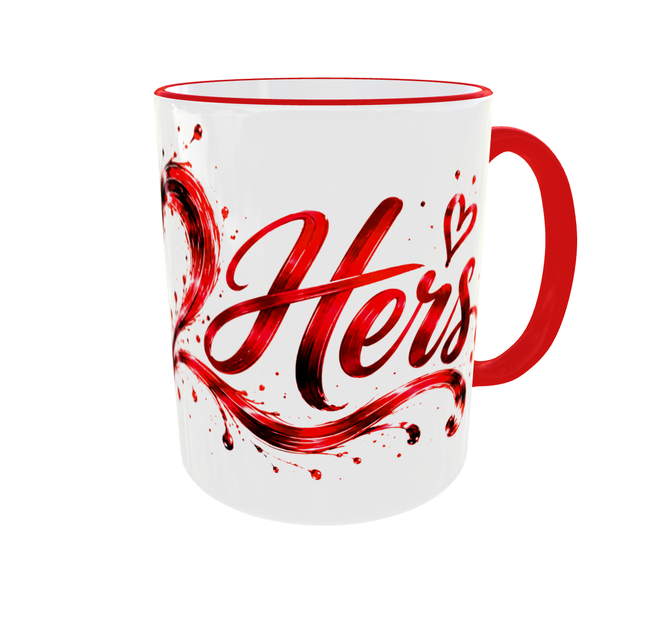 Набір парні чашки His & Hers COUPLE COLLECTION 330 мл чорна та червона ручка - зображення 6