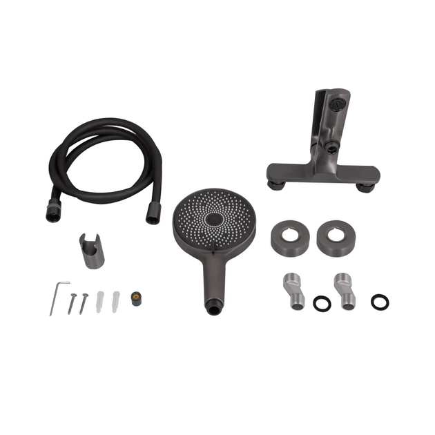 Смеситель для ванны Qtap Slavonice с душевым гарнитуром QTSLV259GMB48035 Gunmetal Black PVD графит - изображение 6