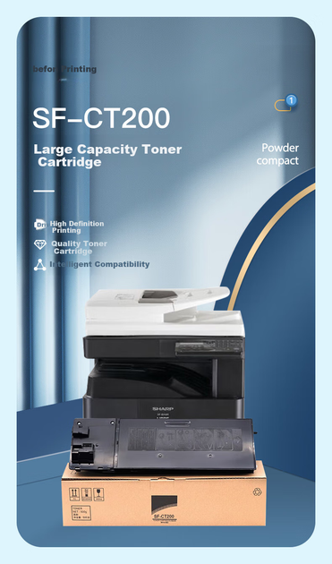 Тонер-картридж Befon для Sharp (SF-CT200) SF-S245R/SF-S305R/SF-S245N повышенной емкости Black - изображение 5