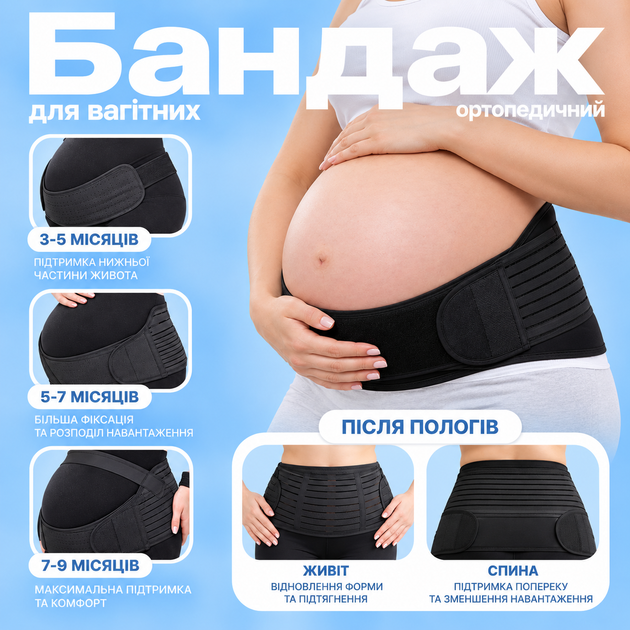 Бандаж для беременных пояс ортопедический дородовой бандаж послеродовой пояс для беременных размер М - Фото 3 Бандаж для беременных пояс ортопедический дородовой бандаж послеродовой пояс для беременных размер М - изображение 3