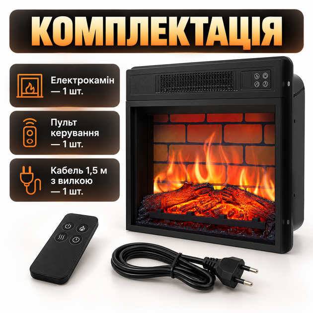 Электрокамин с эффектом пламени ArtiFlame 1800 Вт встроенный электрокамин 49 см кирпичная кладка муляж поленьев панорамное стекло камин электрический декоративный термостат таймер до 6 часов - изображение 4
