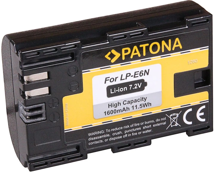 Акумулятор PATONA f. Canon LP-E6N LPE6N EOS 80D 7D 70D 6D 60D Mark II Mark III R5D EOS R (4055655175036) - зображення 2