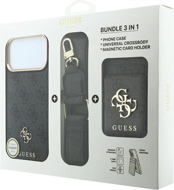 Etui na smartfon Apple iPhone 18 Pro/17 Pro Guess 4G z portfelem i smyczą Magsafe Black (GUBPHUP18LP4SM44CK) - obraz 12