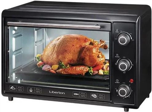 Електродуховка Liberton LEO-400 Black, 2000W, 40 л, поворотні перемикачі, індикатор роботи, таймер, 3 режими нагрівання - Фото 6 Електродуховка Liberton LEO-400 Black, 2000W, 40 л, поворотні перемикачі, індикатор роботи, таймер, 3 режими нагрівання - зображення 6