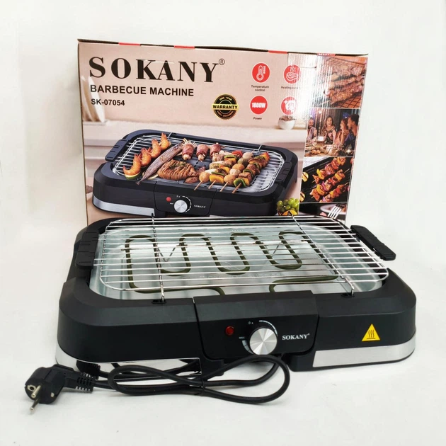 Барбекю электрический гриль Sokany SK-07054 2000Вт настольный бездымный для приготовления мяса и овощей - Фото 5 Барбекю электрический гриль Sokany SK-07054 2000Вт настольный бездымный для приготовления мяса и овощей - изображение 5