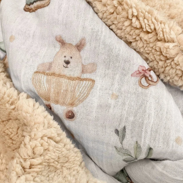 Плед муслиновый на меховой подкладке Teddy Игрушки Маленькая Соня 80х100 см мятный - Фото 5 Плед муслиновый на меховой подкладке Teddy Игрушки Маленькая Соня 80х100 см мятный - изображение 5