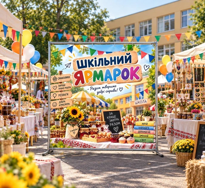 Баннер "Школьная ярмарка", размер 2х2 м - Фото 2 Баннер "Школьная ярмарка", размер 2х2 м - изображение 2