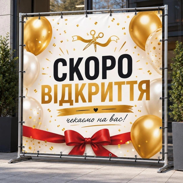 Баннер "Скоро открытие. Красная лента", размер 2х2м. - Фото 2 Баннер "Скоро открытие. Красная лента", размер 2х2м. - изображение 2